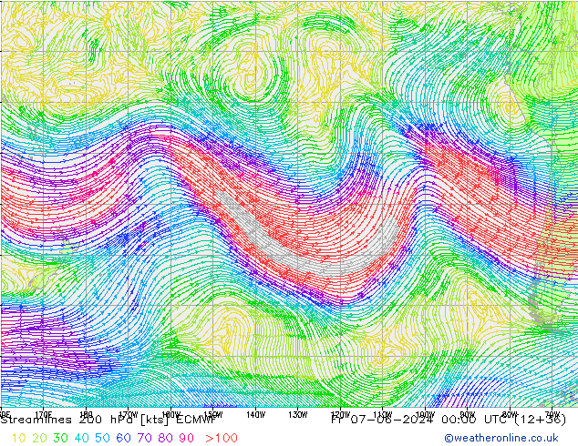 Streamlines 200 hPa ECMWF Fr 07.06.2024 00 UTC