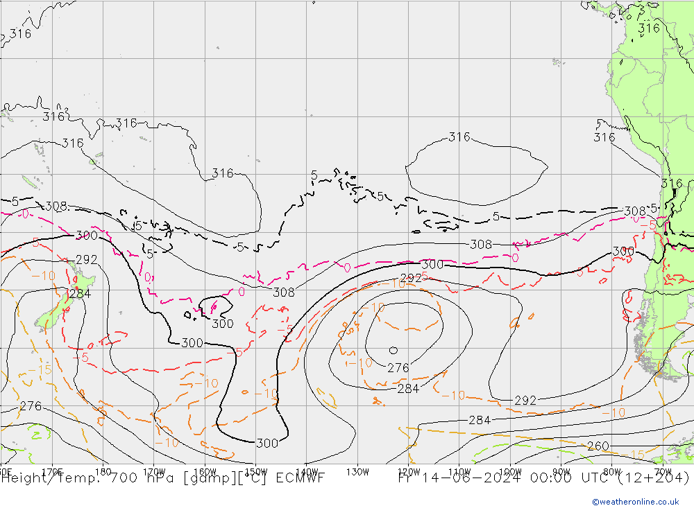 Height/Temp. 700 hPa ECMWF  14.06.2024 00 UTC