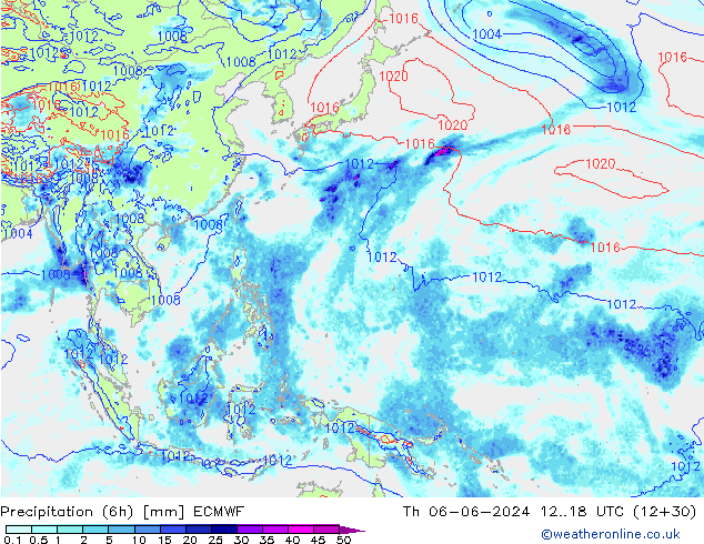 Z500/Rain (+SLP)/Z850 ECMWF jue 06.06.2024 18 UTC