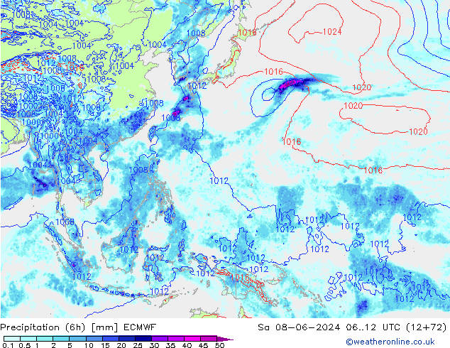 Z500/Rain (+SLP)/Z850 ECMWF сб 08.06.2024 12 UTC