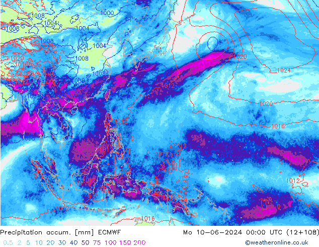 Toplam Yağış ECMWF Pzt 10.06.2024 00 UTC