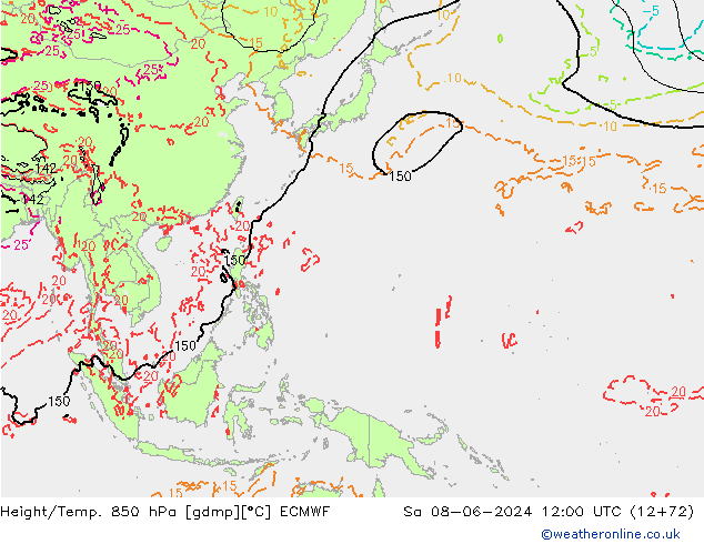 Z500/Rain (+SLP)/Z850 ECMWF сб 08.06.2024 12 UTC