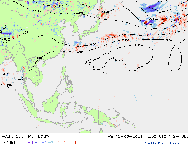 T-Adv. 500 hPa ECMWF  12.06.2024 12 UTC