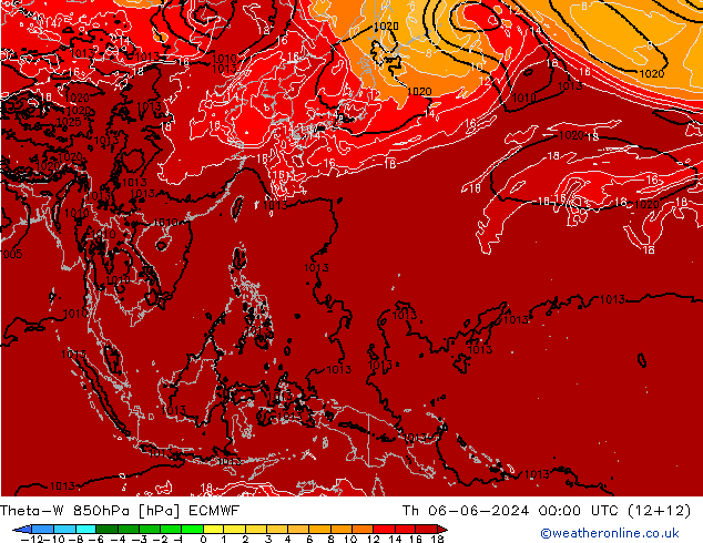 Theta-W 850hPa ECMWF do 06.06.2024 00 UTC