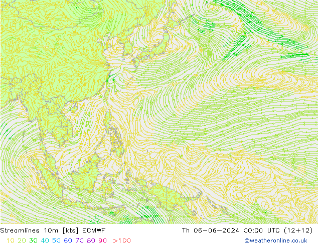 Stroomlijn 10m ECMWF do 06.06.2024 00 UTC