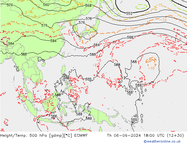 Z500/Rain (+SLP)/Z850 ECMWF jue 06.06.2024 18 UTC