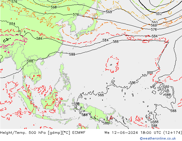 Z500/Yağmur (+YB)/Z850 ECMWF Çar 12.06.2024 18 UTC