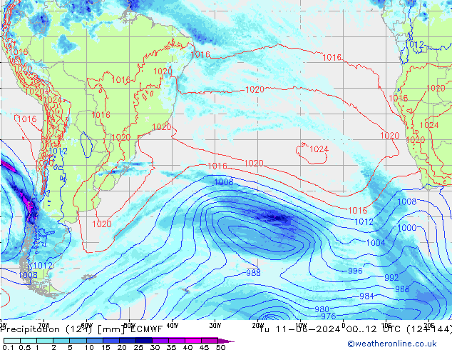 Precipitazione (12h) ECMWF mar 11.06.2024 12 UTC