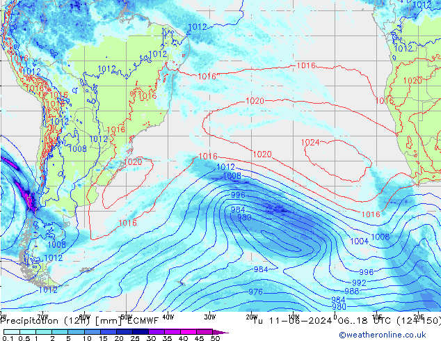 Precipitazione (12h) ECMWF mar 11.06.2024 18 UTC