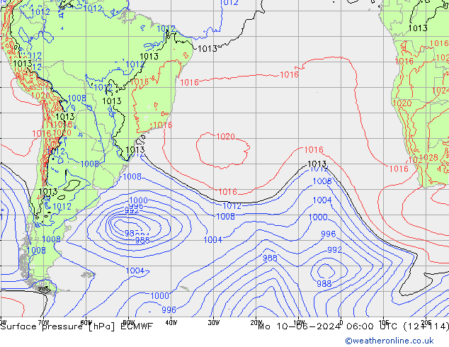 Surface pressure ECMWF Mo 10.06.2024 06 UTC