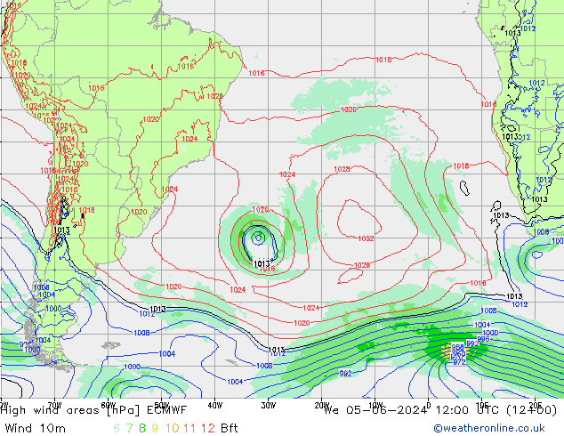 High wind areas ECMWF  05.06.2024 12 UTC