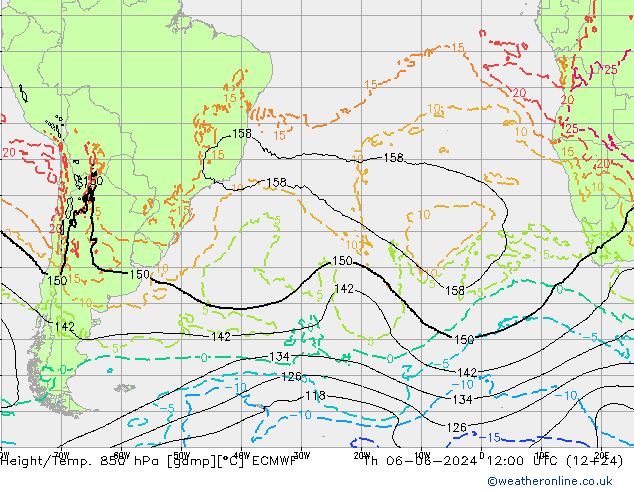 Z500/Rain (+SLP)/Z850 ECMWF Th 06.06.2024 12 UTC