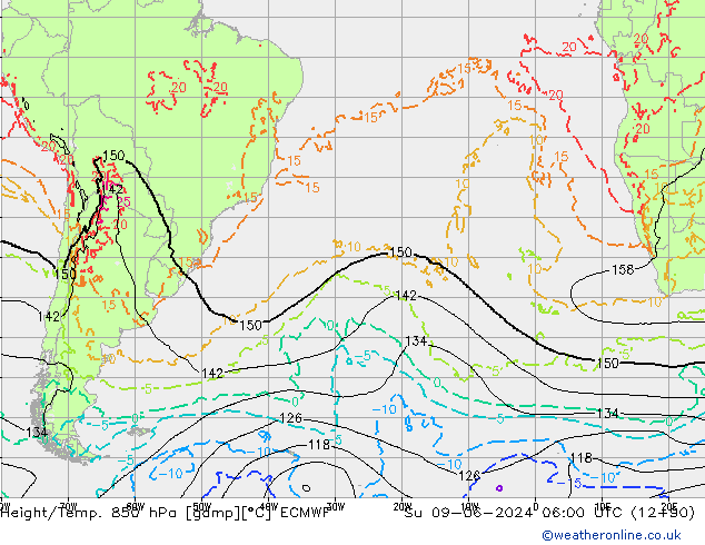 Height/Temp. 850 hPa ECMWF Su 09.06.2024 06 UTC