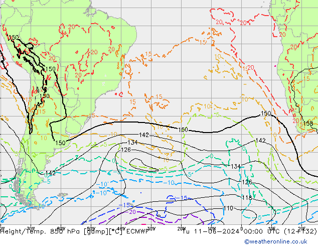 Height/Temp. 850 hPa ECMWF Tu 11.06.2024 00 UTC