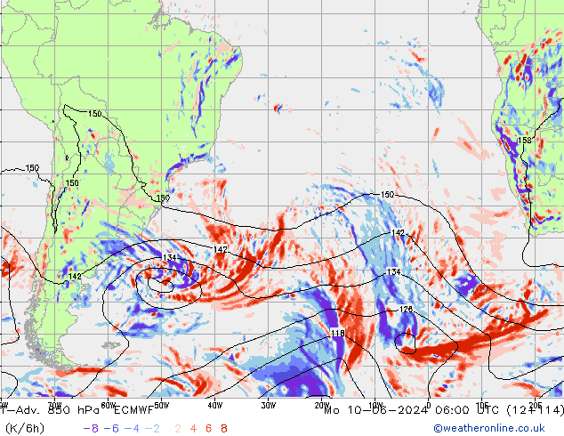 T-Adv. 850 hPa ECMWF Mo 10.06.2024 06 UTC