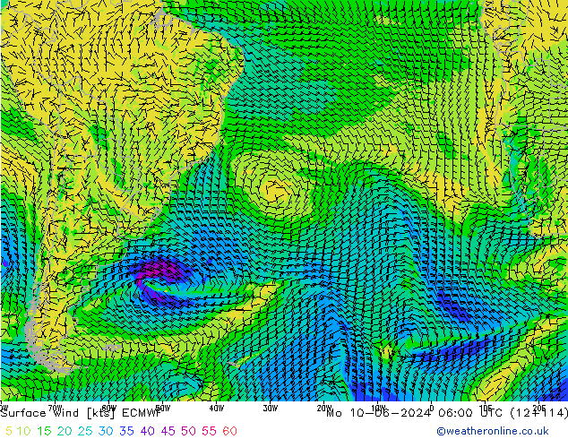 Bodenwind ECMWF Mo 10.06.2024 06 UTC