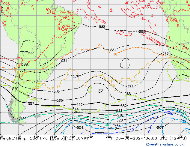 Z500/Rain (+SLP)/Z850 ECMWF Th 06.06.2024 06 UTC