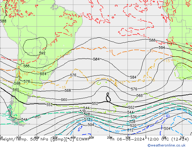 Z500/Rain (+SLP)/Z850 ECMWF Th 06.06.2024 12 UTC