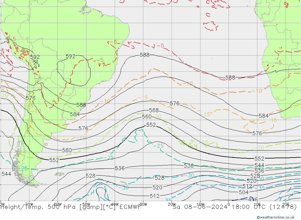 Z500/Rain (+SLP)/Z850 ECMWF Sa 08.06.2024 18 UTC