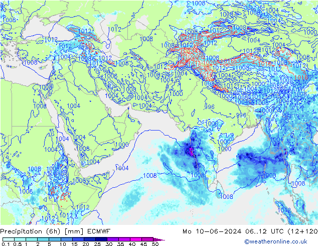 Z500/Rain (+SLP)/Z850 ECMWF Mo 10.06.2024 12 UTC