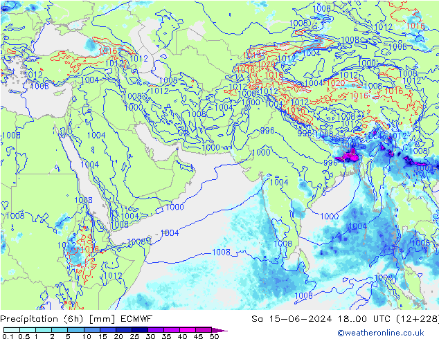 Z500/Rain (+SLP)/Z850 ECMWF Sáb 15.06.2024 00 UTC