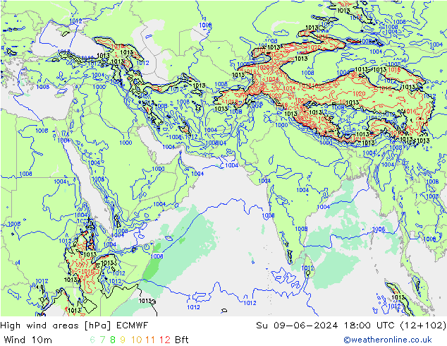 Windvelden ECMWF zo 09.06.2024 18 UTC