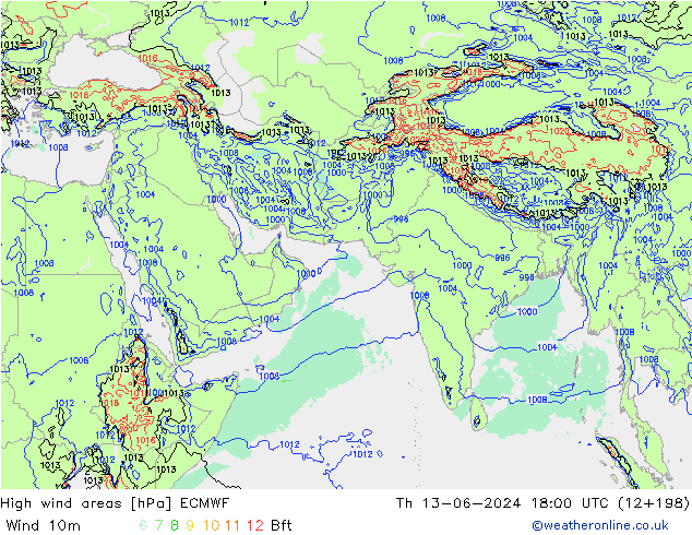 Windvelden ECMWF do 13.06.2024 18 UTC