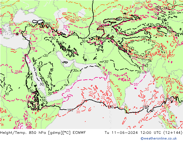 Z500/Rain (+SLP)/Z850 ECMWF wto. 11.06.2024 12 UTC