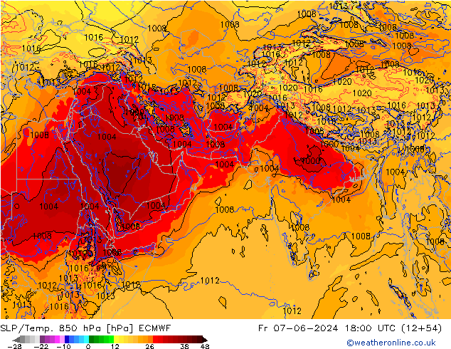 SLP/Temp. 850 hPa ECMWF ven 07.06.2024 18 UTC