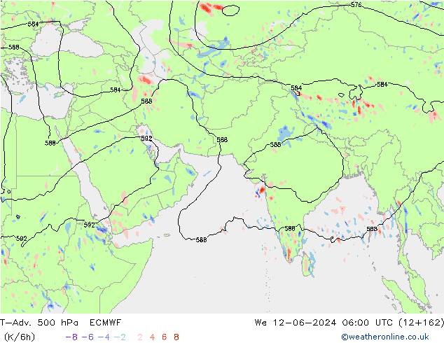 T-Adv. 500 hPa ECMWF wo 12.06.2024 06 UTC