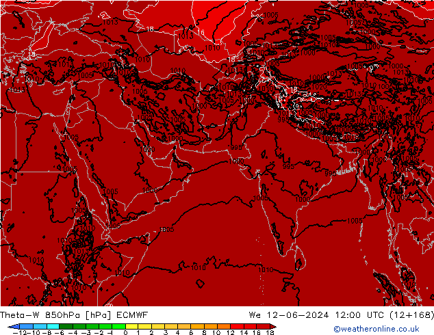 Theta-W 850hPa ECMWF mer 12.06.2024 12 UTC