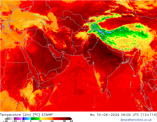 карта температуры ECMWF пн 10.06.2024 06 UTC