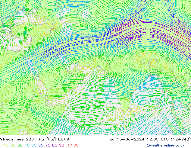 Rüzgar 200 hPa ECMWF Cts 15.06.2024 12 UTC