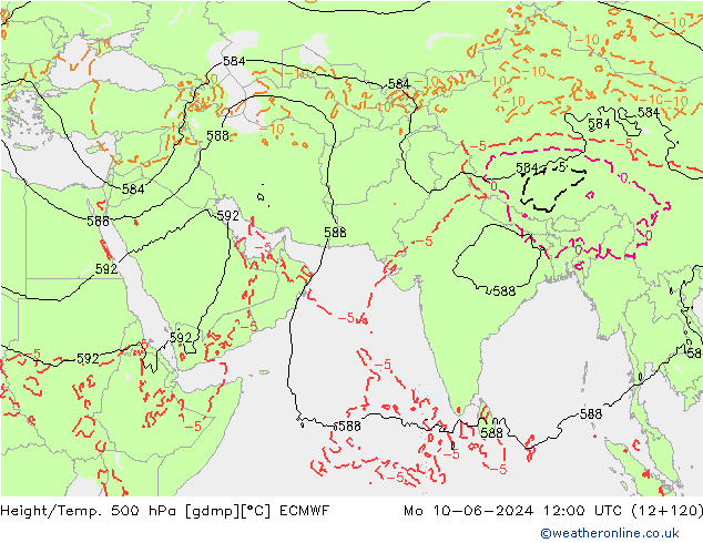 Z500/Rain (+SLP)/Z850 ECMWF Mo 10.06.2024 12 UTC