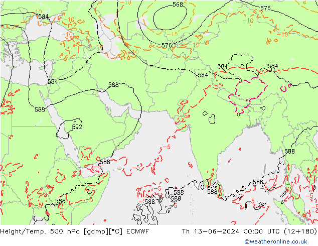 Z500/Rain (+SLP)/Z850 ECMWF Qui 13.06.2024 00 UTC