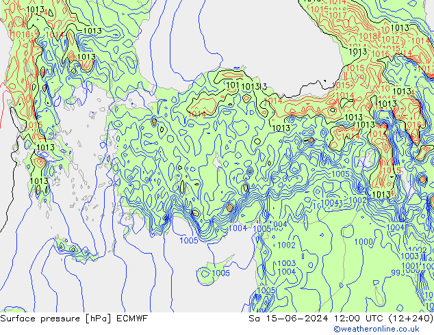 Luchtdruk (Grond) ECMWF za 15.06.2024 12 UTC