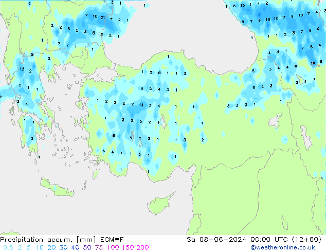 Precipitation accum. ECMWF So 08.06.2024 00 UTC