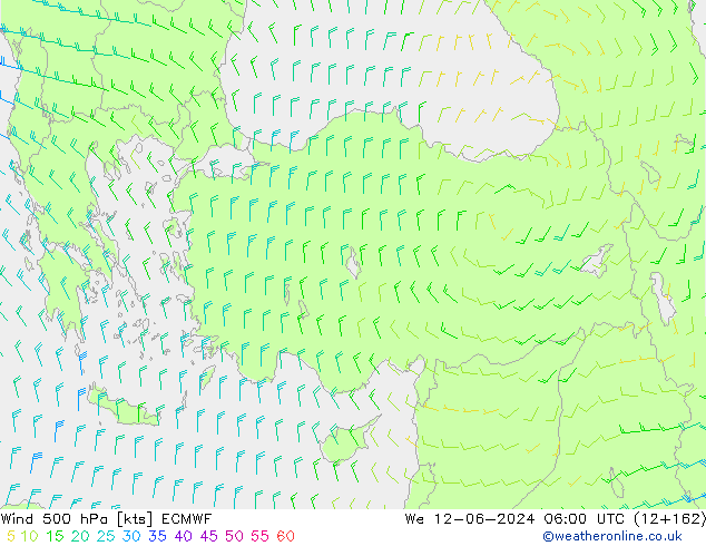 Wind 500 hPa ECMWF We 12.06.2024 06 UTC