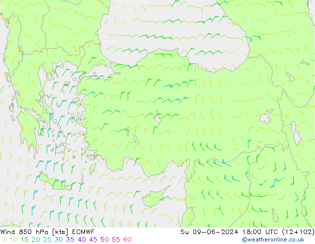 Wind 850 hPa ECMWF Su 09.06.2024 18 UTC