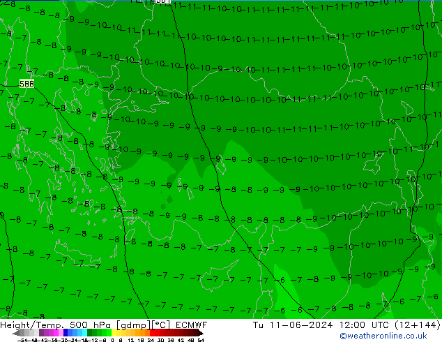 Z500/Regen(+SLP)/Z850 ECMWF di 11.06.2024 12 UTC