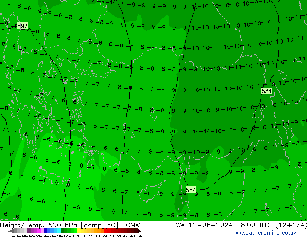 Z500/Rain (+SLP)/Z850 ECMWF ср 12.06.2024 18 UTC