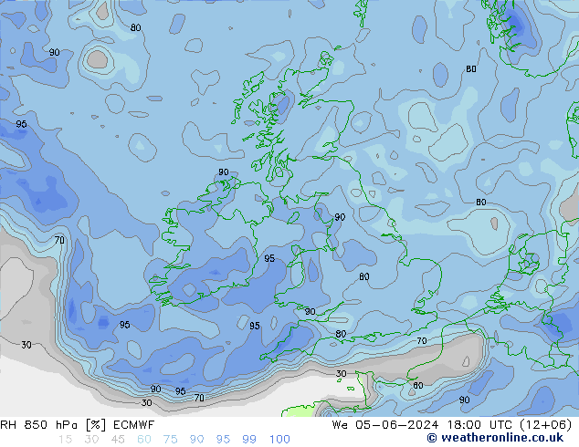 RH 850 hPa ECMWF We 05.06.2024 18 UTC