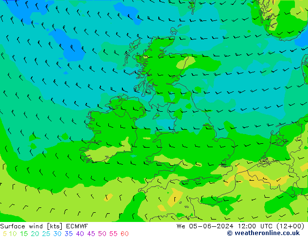 Bodenwind ECMWF Mi 05.06.2024 12 UTC