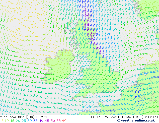 Wind 850 hPa ECMWF vr 14.06.2024 12 UTC