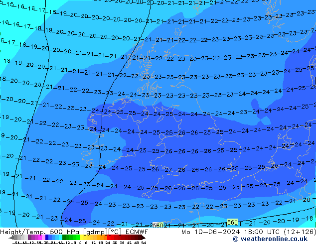 Z500/Rain (+SLP)/Z850 ECMWF lun 10.06.2024 18 UTC