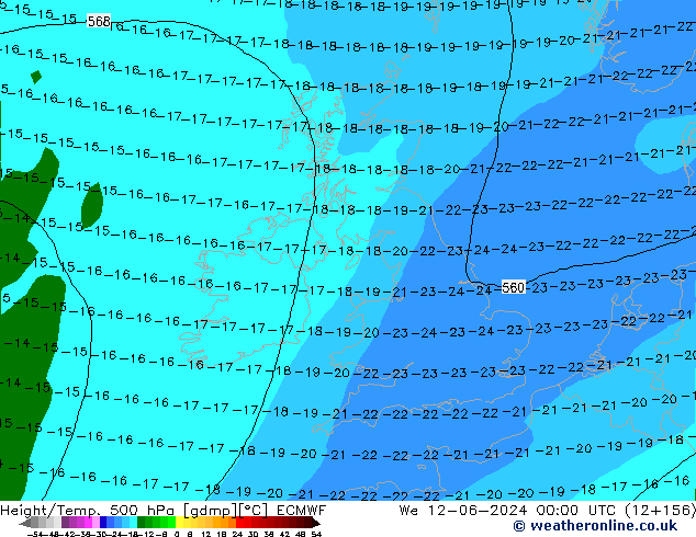 Z500/Regen(+SLP)/Z850 ECMWF wo 12.06.2024 00 UTC