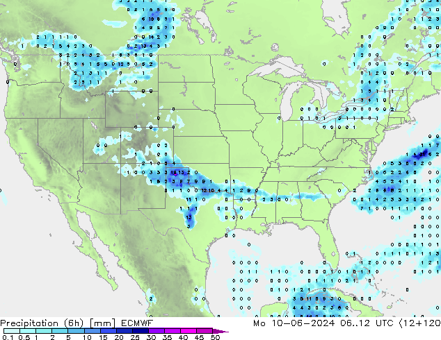 Z500/Rain (+SLP)/Z850 ECMWF lun 10.06.2024 12 UTC