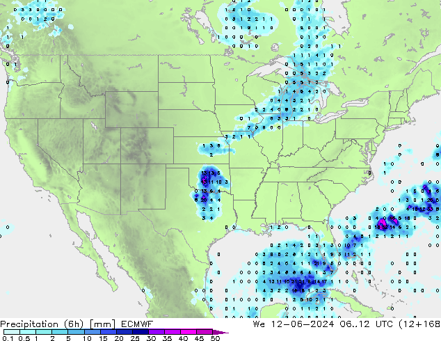 Prec 6h/Wind 10m/950 ECMWF mer 12.06.2024 12 UTC