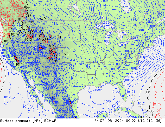 Atmosférický tlak ECMWF Pá 07.06.2024 00 UTC