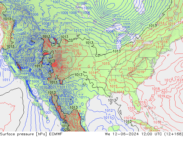 Surface pressure ECMWF We 12.06.2024 12 UTC